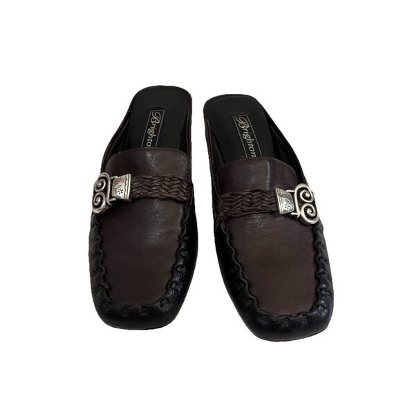 Brighton Karmen Leather Brown And Black Metal Buckle Slip On Loafer Size 6 - Picture 2 of 11